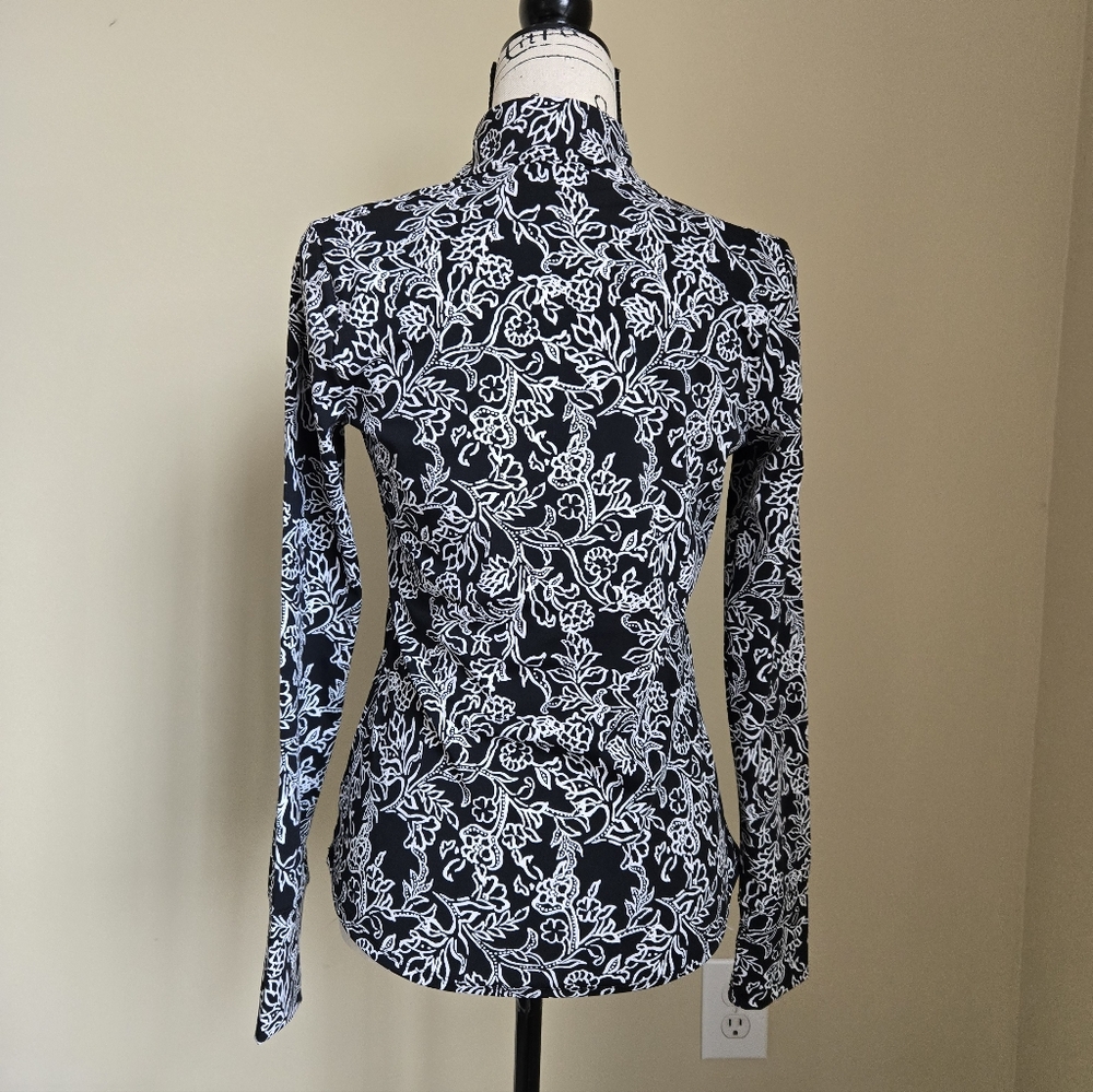 Tommy Bahama Active Top Womens S Full Zip Black White Floral - Picture 5 of 11